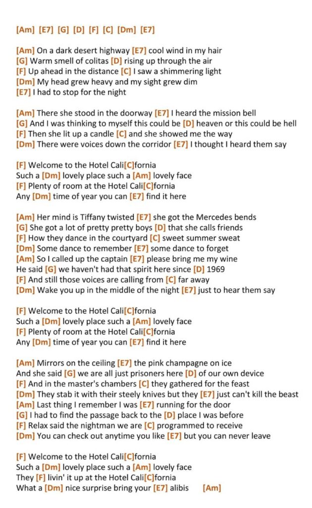 hotel california chords ukulele