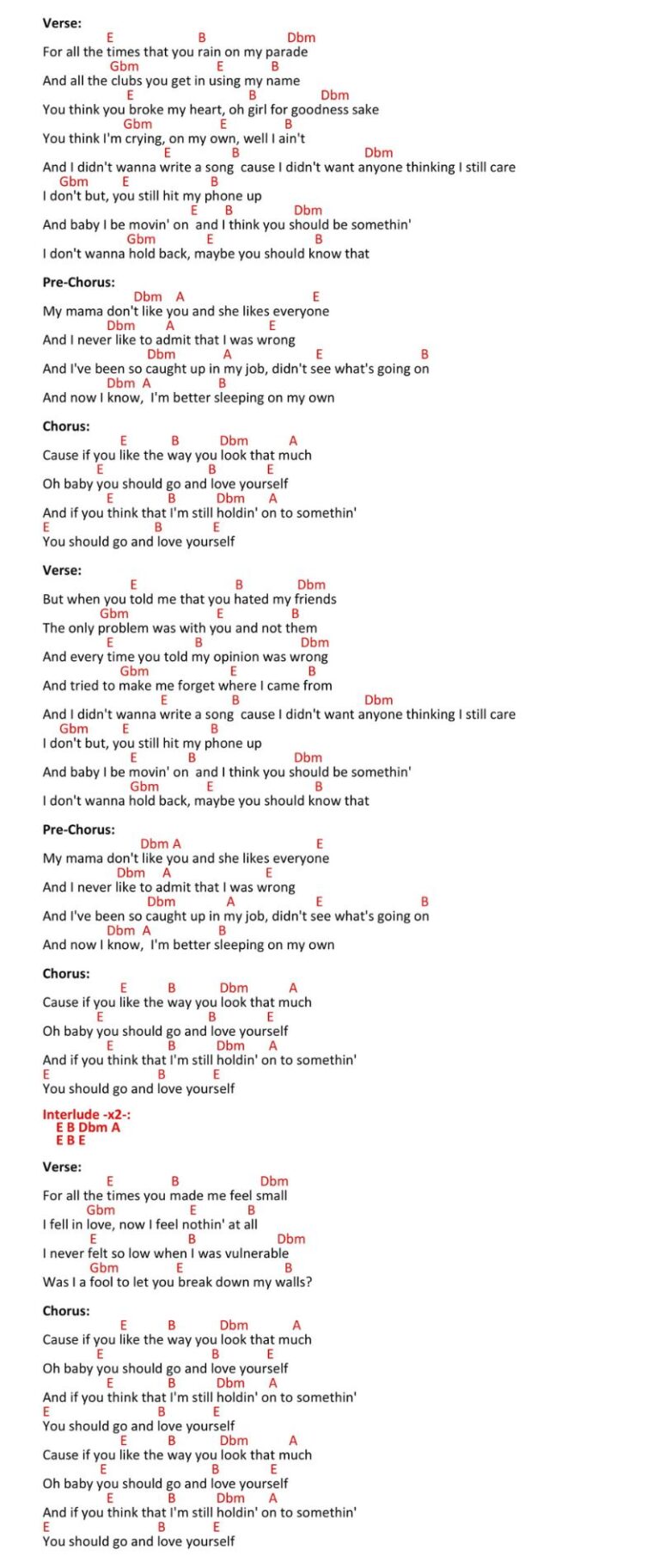 Love Yourself Ukulele Chords by Justin Bieber Ukuleles Review