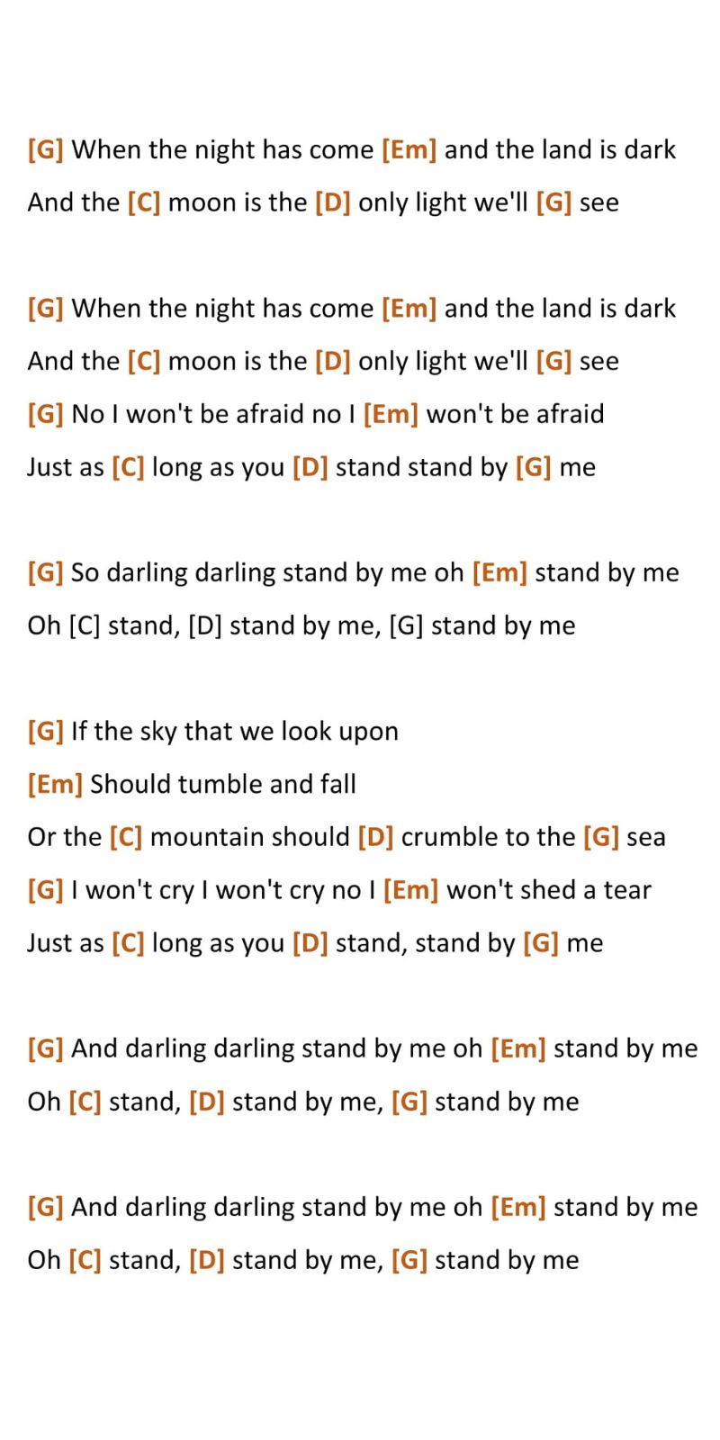 Stand by Me Ukulele Chords